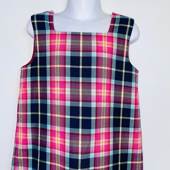 Talbots Girls Dress Size 7 Pink Blue Plaid Sleeveless Jumper Pinafore - Picture 3 of 10